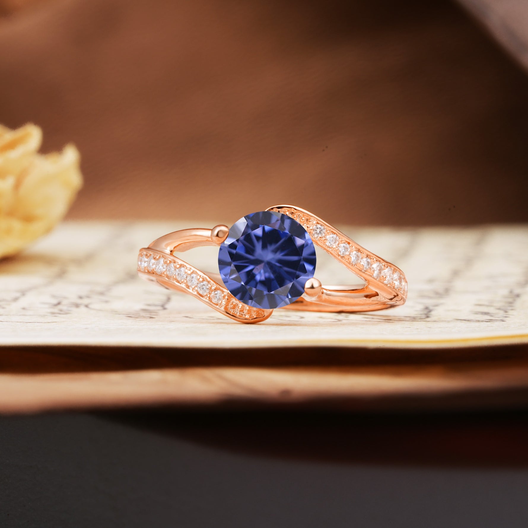 Unique 2 Prong Round Cut Tanzanite Engagement Ring - Additional view