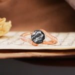 Unique 2 Prong Round Cut Black Rutilated Quartz Engagement Ring - Additional view