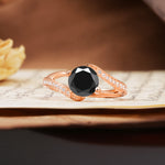 Unique 2 Prong Round Cut Black Onyx Engagement Ring - Additional view