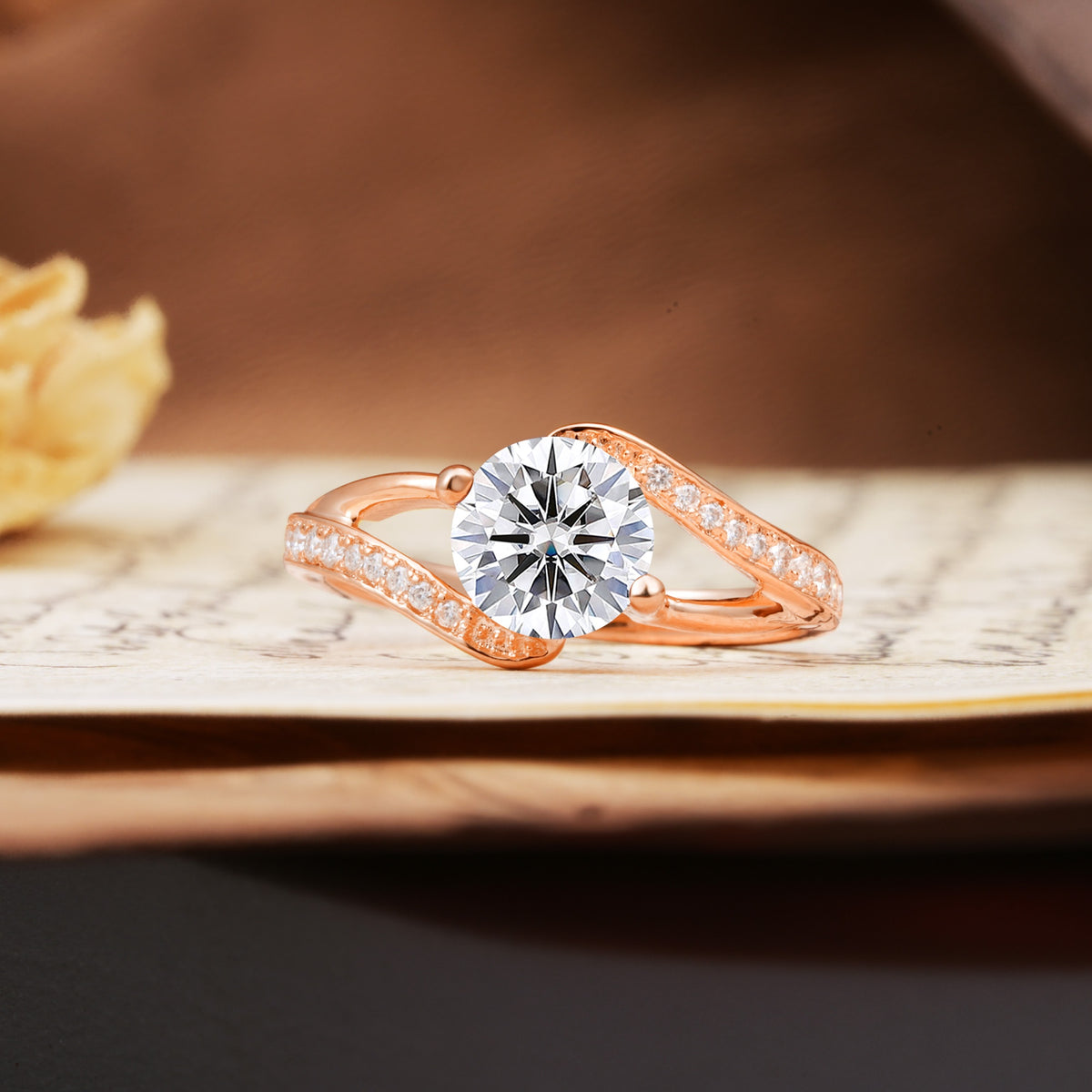 Unique 2 Prong Round Cut Lab Diamond Engagement Ring - Additional view