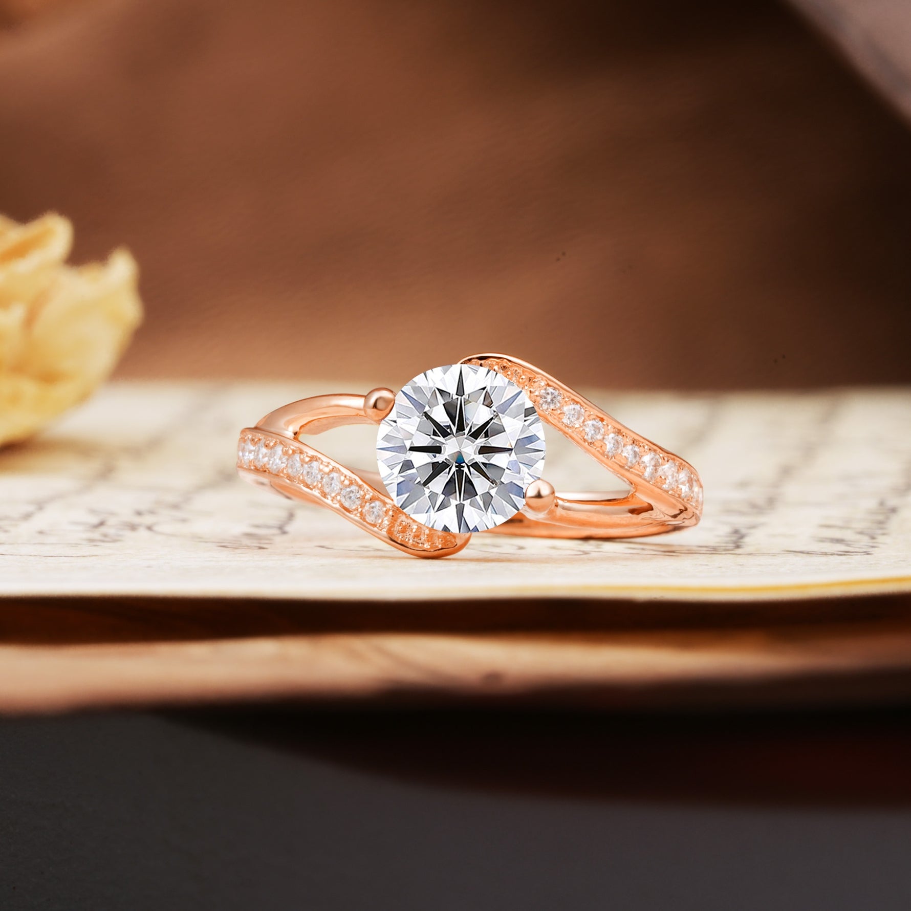 Unique 2 Prong Round Cut Lab Diamond Engagement Ring - Additional view