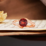 Unique 2 Prong Round Cut Garnet Engagement Ring - Additional view