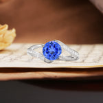 Unique 2 Prong Round Cut Sapphire Engagement Ring - Additional view