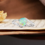 Unique 2 Prong Round Cut Fire Opal Engagement Ring - Additional view