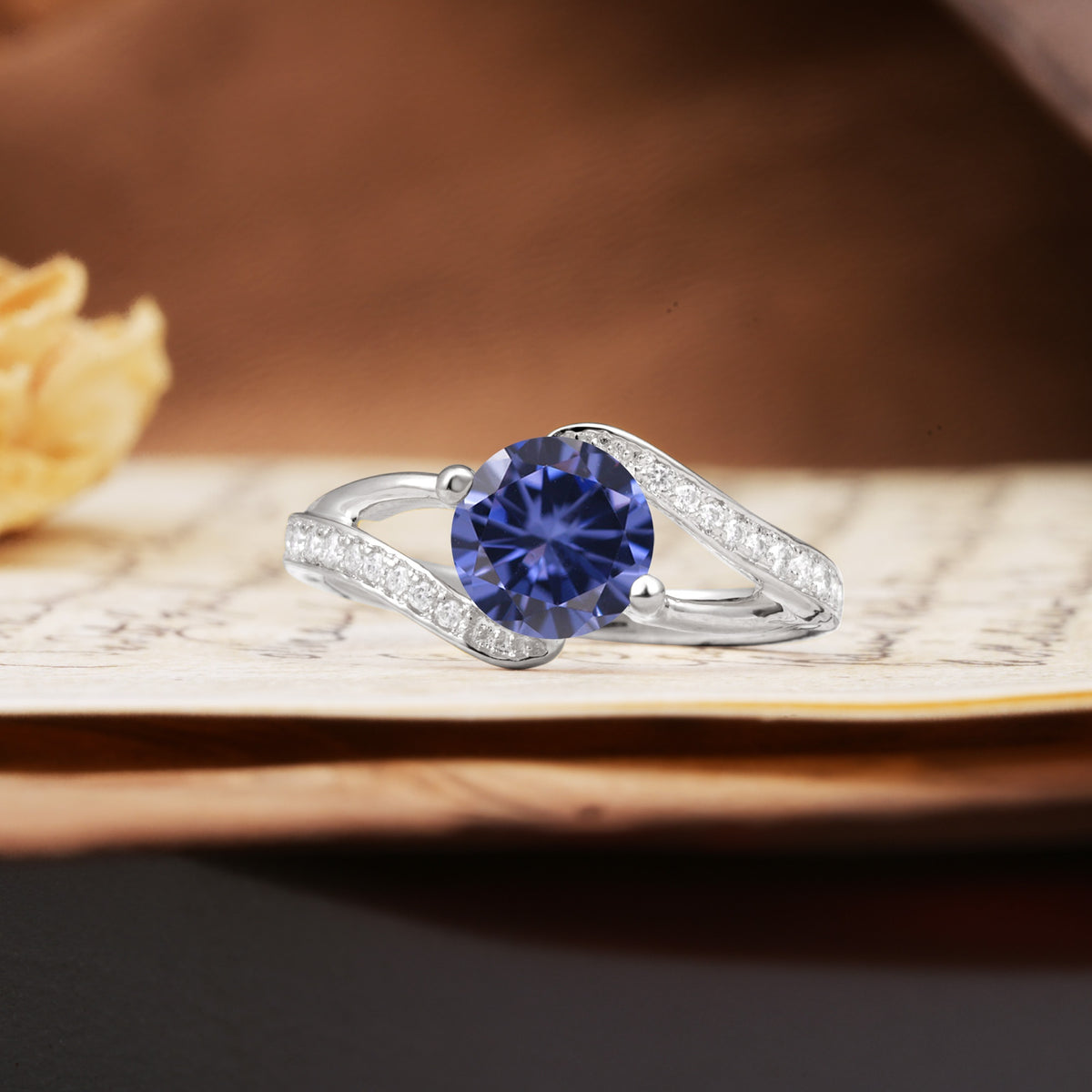Unique 2 Prong Round Cut Tanzanite Engagement Ring - Additional view