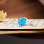 Unique 2 Prong Round Cut Turquoise Engagement Ring - Additional view