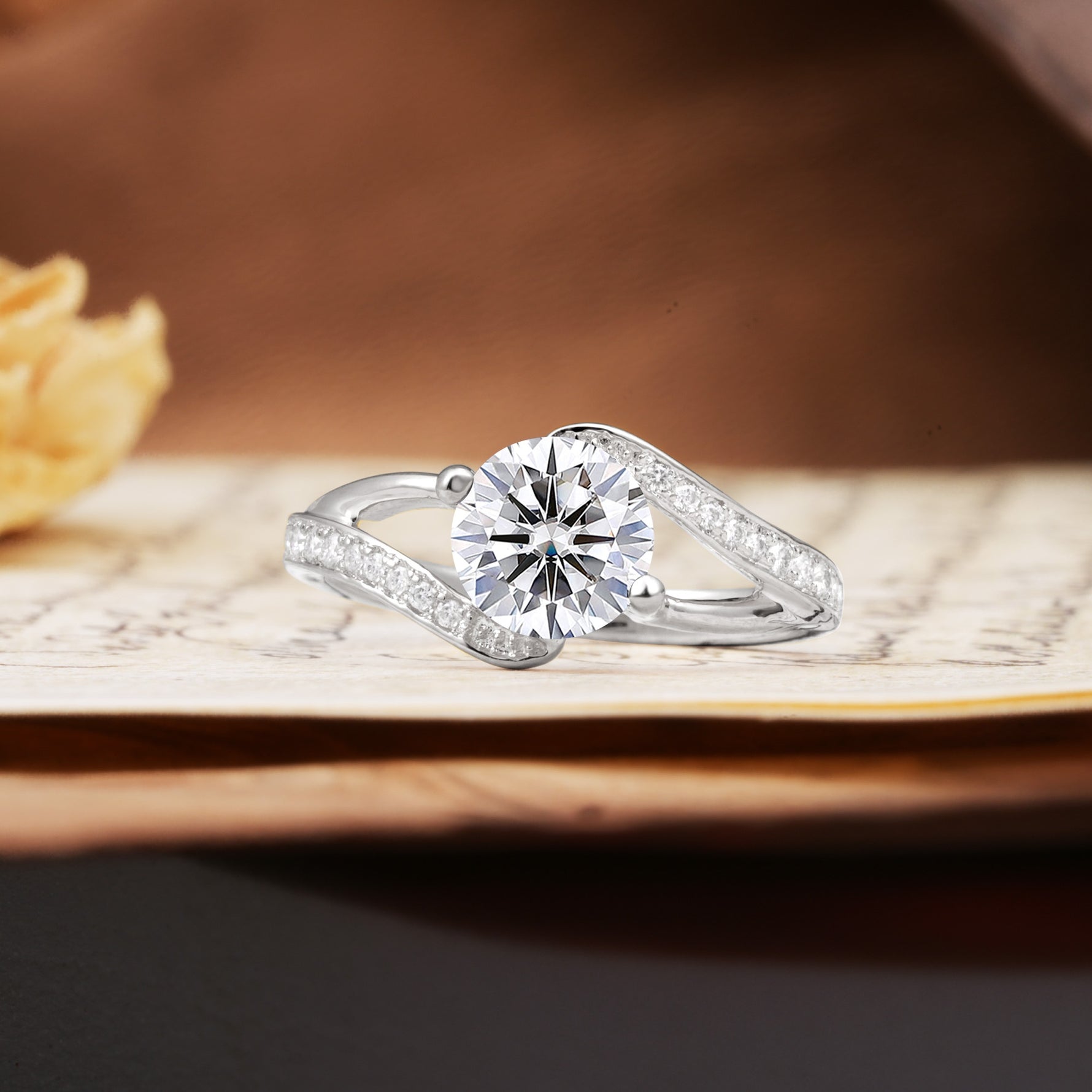 Unique 2 Prong Round Cut Lab Diamond Engagement Ring - Additional view