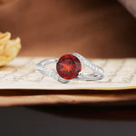 Unique 2 Prong Round Cut Garnet Engagement Ring - Additional view
