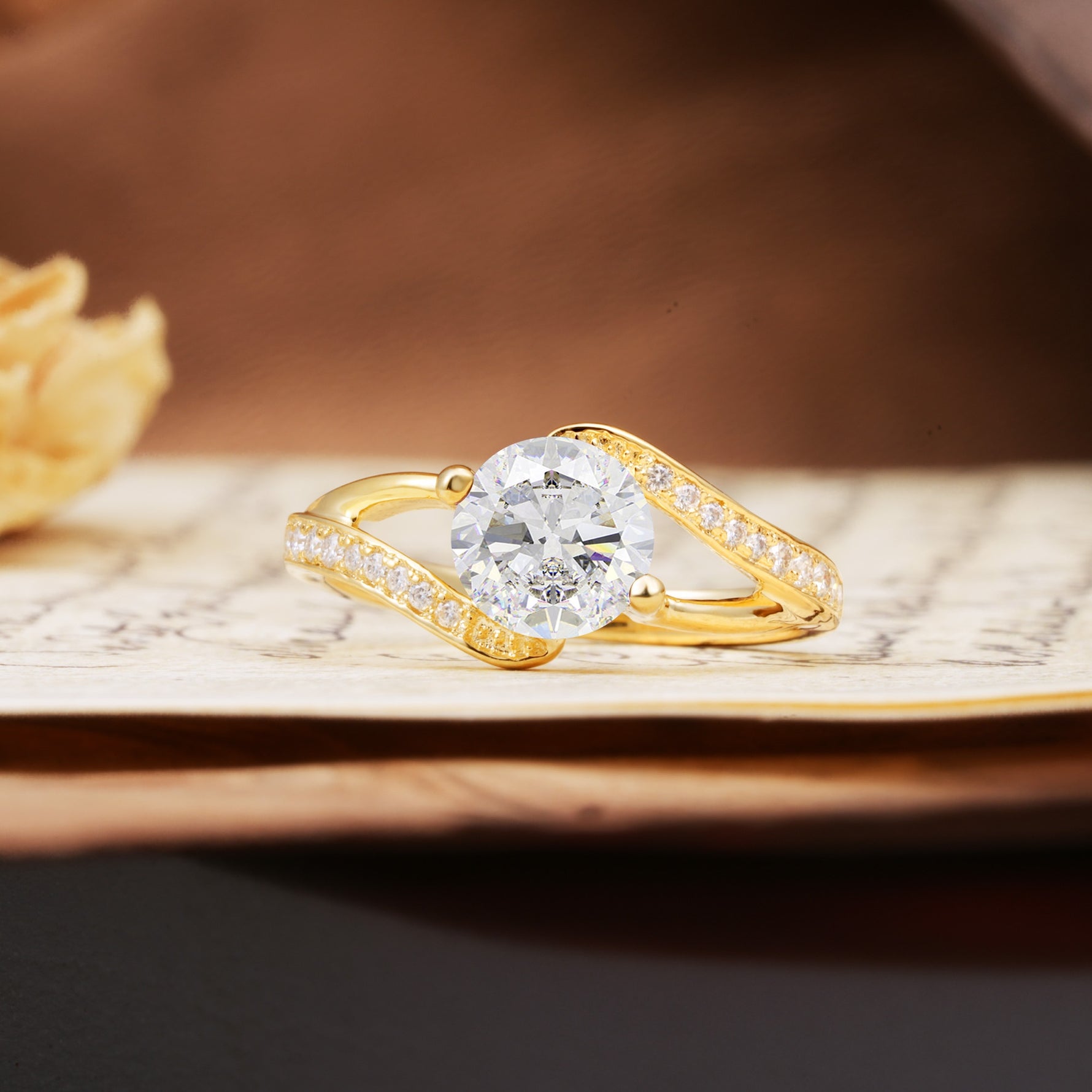 Unique 2 Prong Round Cut Moissanite Engagement Ring - Additional view