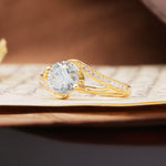 Unique 2 Prong Round Cut Moissanite Engagement Ring - Additional view
