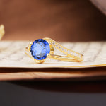 Unique 2 Prong Round Cut Sapphire Engagement Ring - Additional view