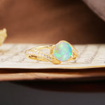 Unique 2 Prong Round Cut Fire Opal Engagement Ring - Additional view
