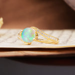 Unique 2 Prong Round Cut Fire Opal Engagement Ring - Additional view