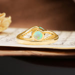 Unique 2 Prong Round Cut Fire Opal Engagement Ring - Additional view