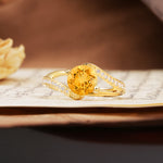 Unique 2 Prong Round Cut Citrine Engagement Ring - Additional view