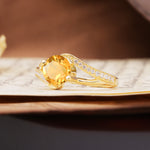 Unique 2 Prong Round Cut Citrine Engagement Ring - Additional view
