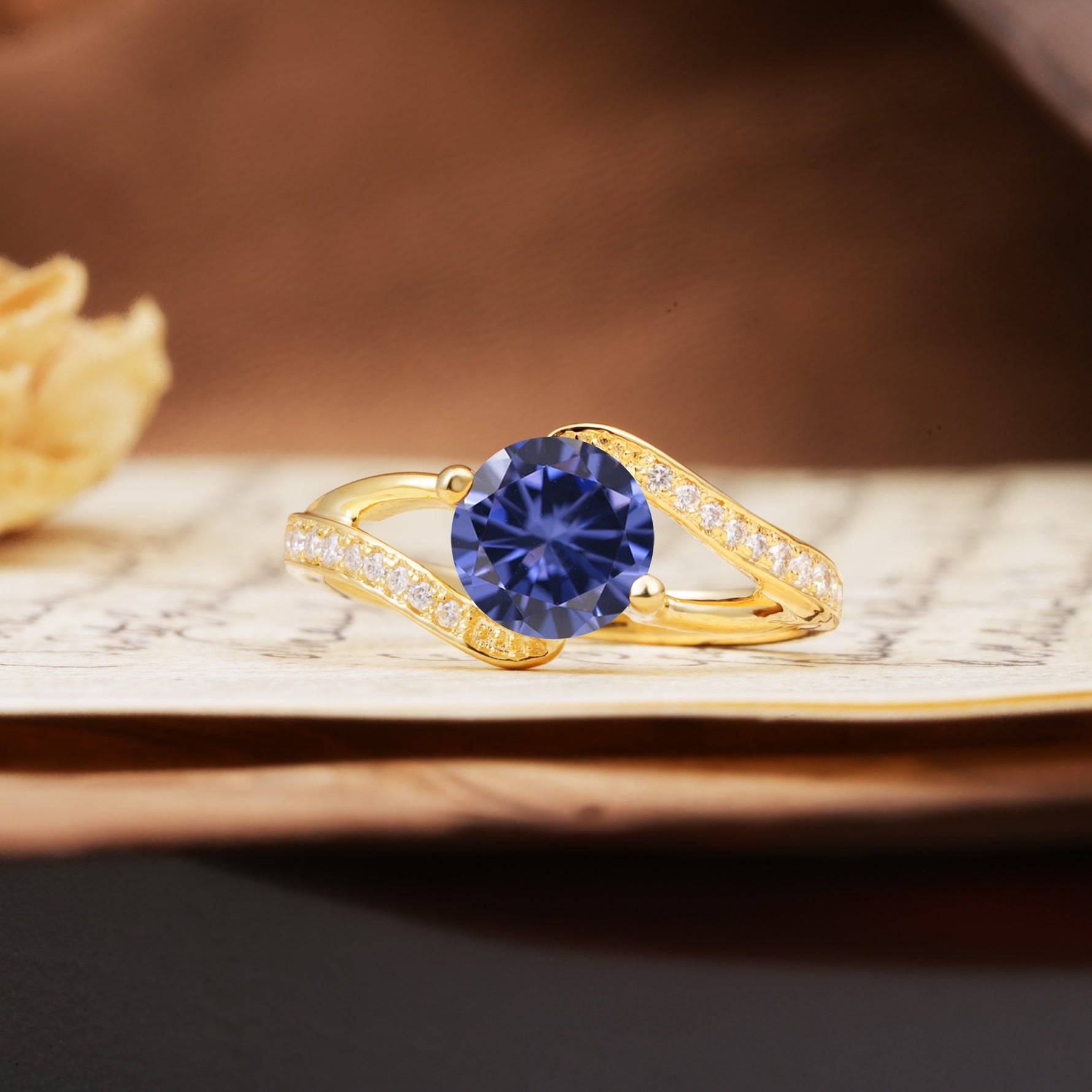 Unique 2 Prong Round Cut Tanzanite Engagement Ring - Additional view