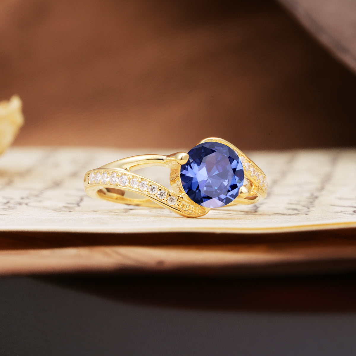 Unique 2 Prong Round Cut Tanzanite Engagement Ring - Additional view