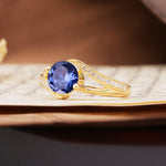 Unique 2 Prong Round Cut Tanzanite Engagement Ring - Additional view