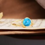Unique 2 Prong Round Cut Turquoise Engagement Ring - Additional view