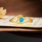 Unique 2 Prong Round Cut Turquoise Engagement Ring - Additional view