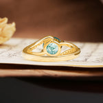 Unique 2 Prong Round Cut Moss Agate Engagement Ring - Additional view