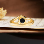 Unique 2 Prong Round Cut Black Onyx Engagement Ring - Additional view