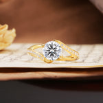 Unique 2 Prong Round Cut Lab Diamond Engagement Ring - Additional view
