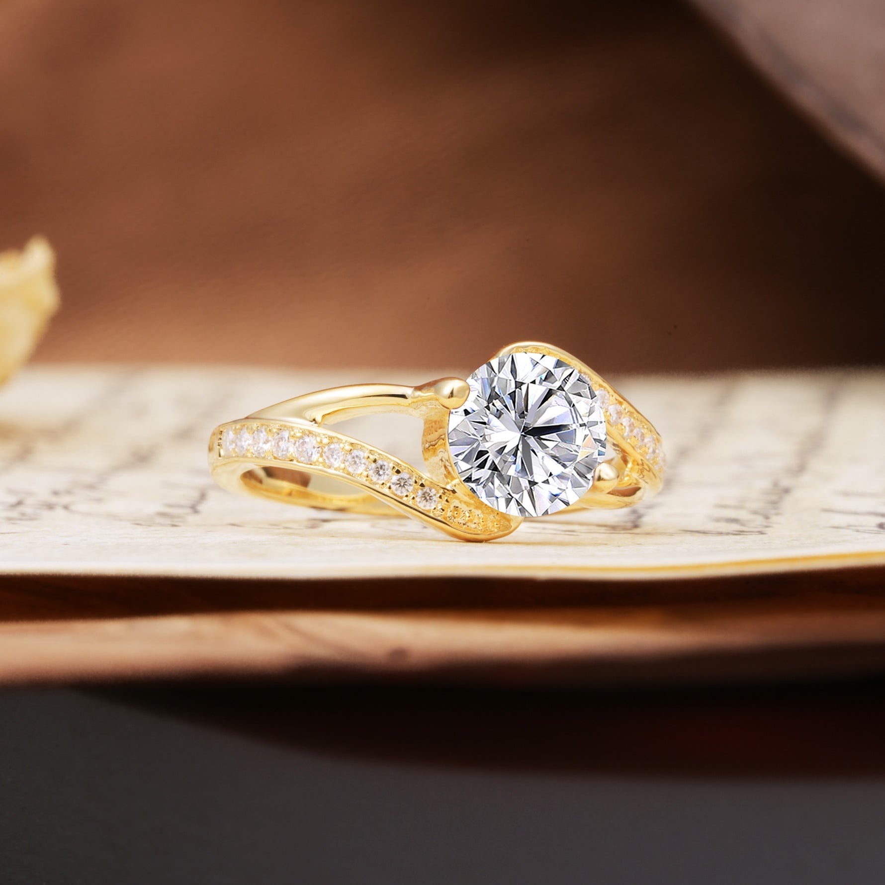 Unique 2 Prong Round Cut Lab Diamond Engagement Ring - Additional view
