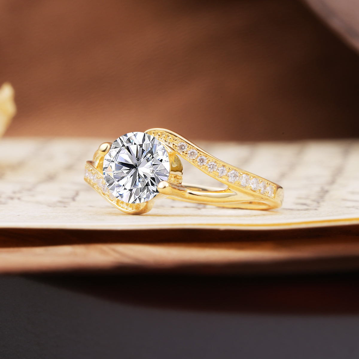 Unique 2 Prong Round Cut Lab Diamond Engagement Ring - Additional view