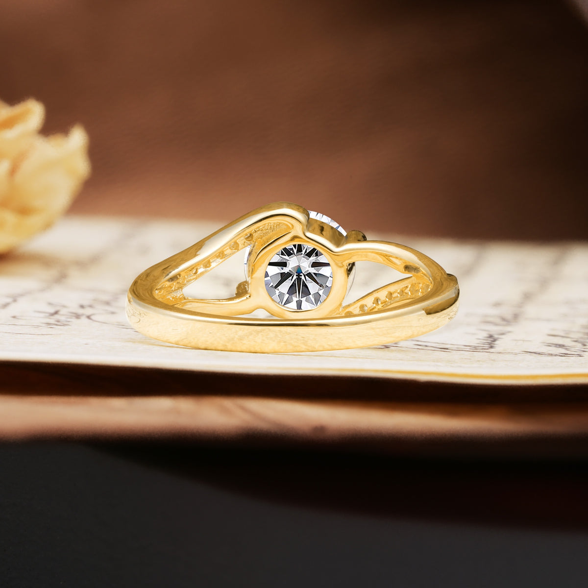 Unique 2 Prong Round Cut Lab Diamond Engagement Ring - Additional view