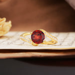 Unique 2 Prong Round Cut Garnet Engagement Ring - Additional view