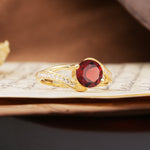 Unique 2 Prong Round Cut Garnet Engagement Ring - Additional view