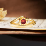 Unique 2 Prong Round Cut Garnet Engagement Ring - Additional view