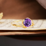 Unique 2 Prong Round Cut Amethyst Engagement Ring - Additional view
