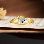 Unique 2 Prong Round Cut Aquamarine Engagement Ring - Additional view