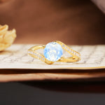 Unique 2 Prong Round Cut Moonstone Engagement Ring - Additional view