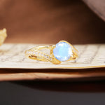 Unique 2 Prong Round Cut Moonstone Engagement Ring - Additional view
