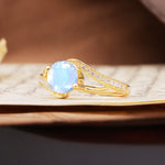Unique 2 Prong Round Cut Moonstone Engagement Ring - Additional view