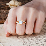 Unique 2 Prong Round Cut Moonstone Engagement Ring - Additional view