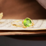 Unique 2 Prong Round Cut Peridot Engagement Ring - Additional view