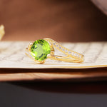 Unique 2 Prong Round Cut Peridot Engagement Ring - Additional view