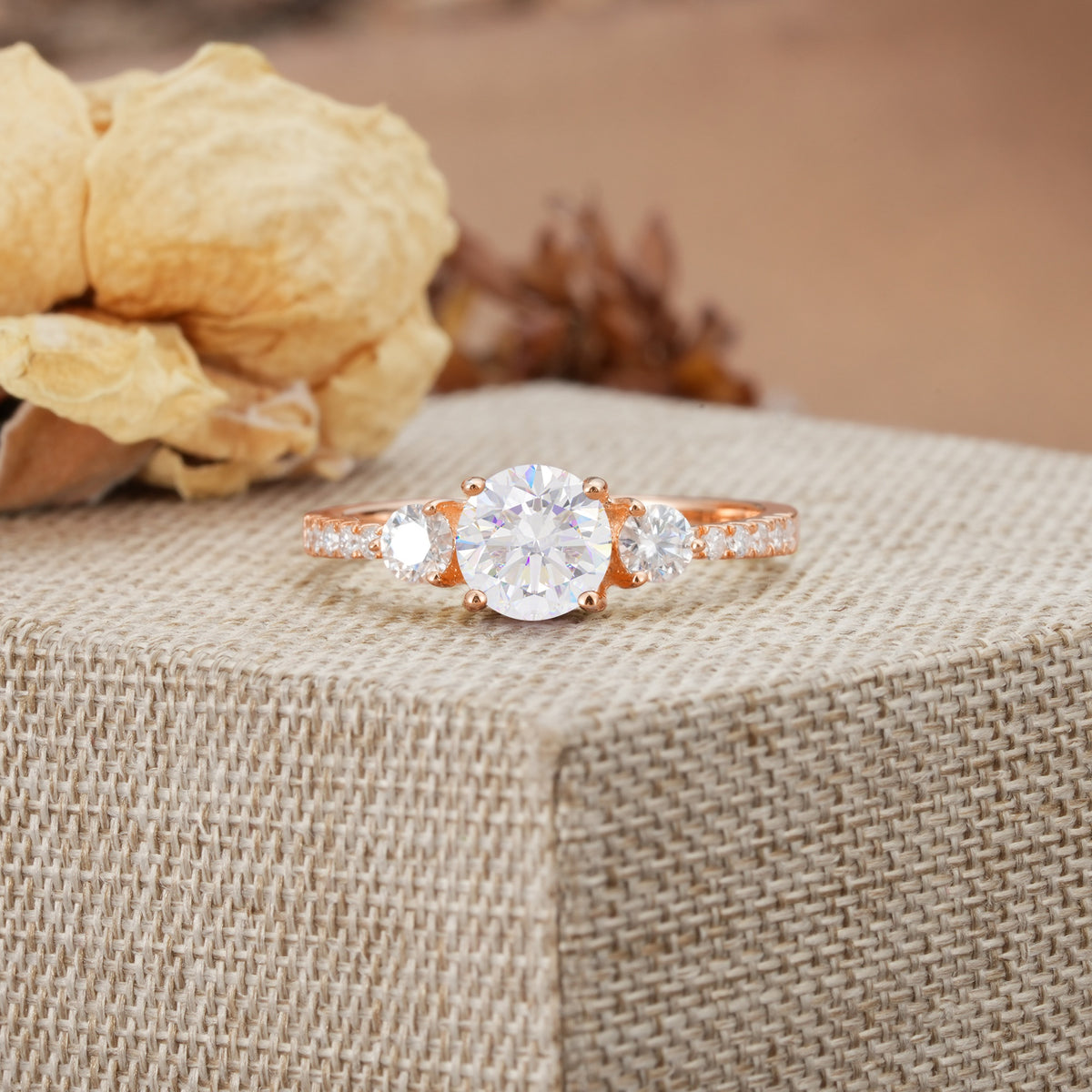 Classic 4 Prong Round Cut Moissanite Engagement Ring - Additional view