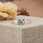 Classic 4 Prong Round Cut Moss Agate Engagement Ring - Additional view