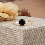 Classic 4 Prong Round Cut Black Onyx Engagement Ring - Additional view