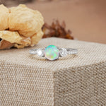 Classic 4 Prong Round Cut Fire Opal Engagement Ring - Additional view
