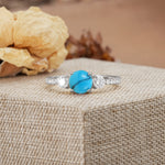 Classic 4 Prong Round Cut Turquoise Engagement Ring - Additional view