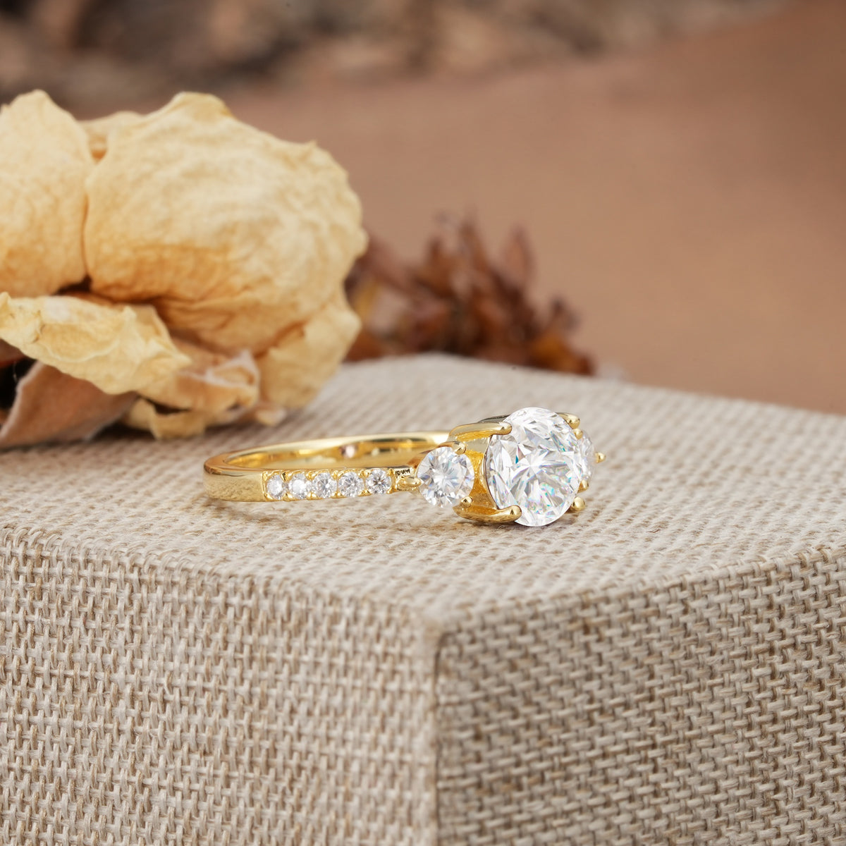 Classic 4 Prong Round Cut Moissanite Engagement Ring - Additional view