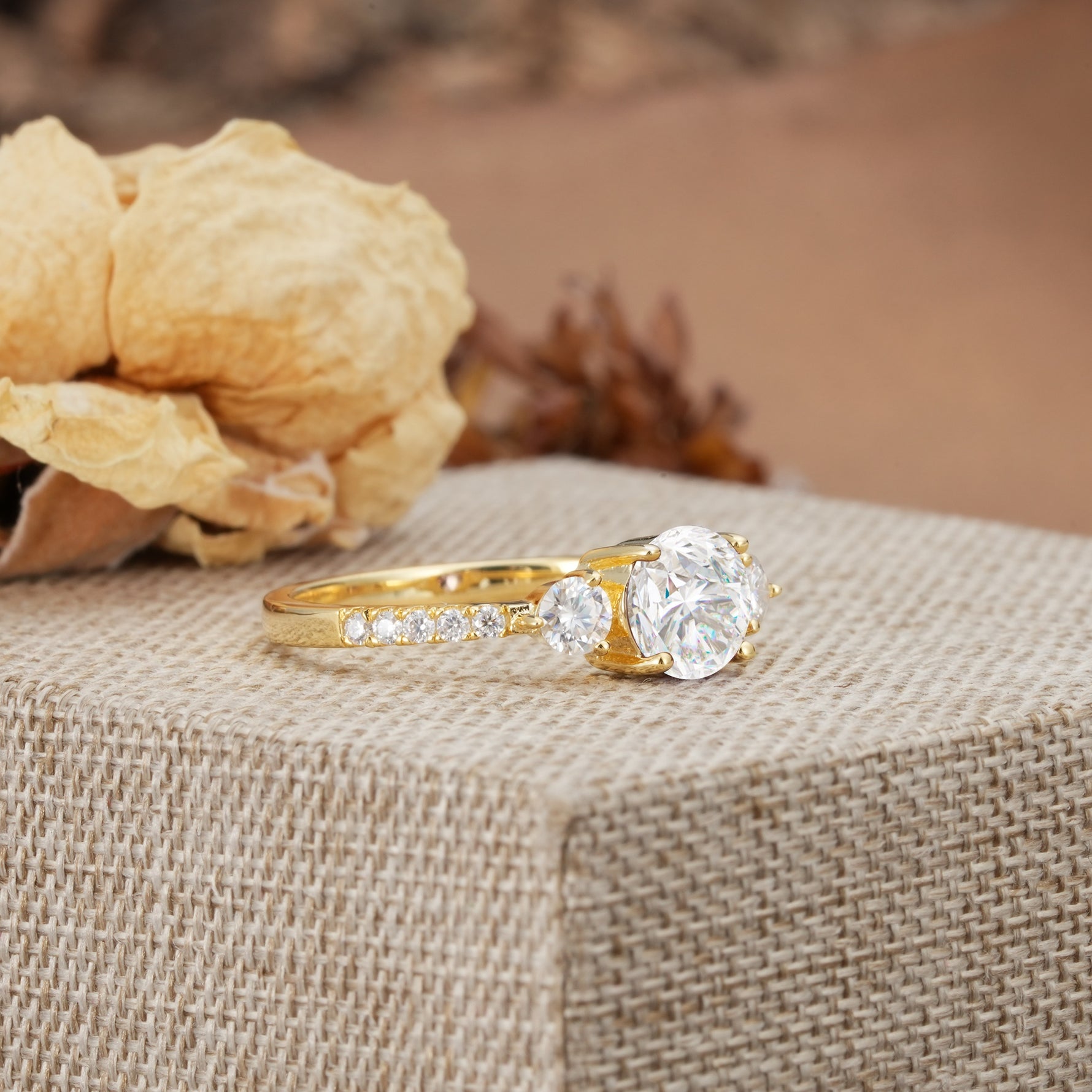 Classic 4 Prong Round Cut Moissanite Engagement Ring - Additional view