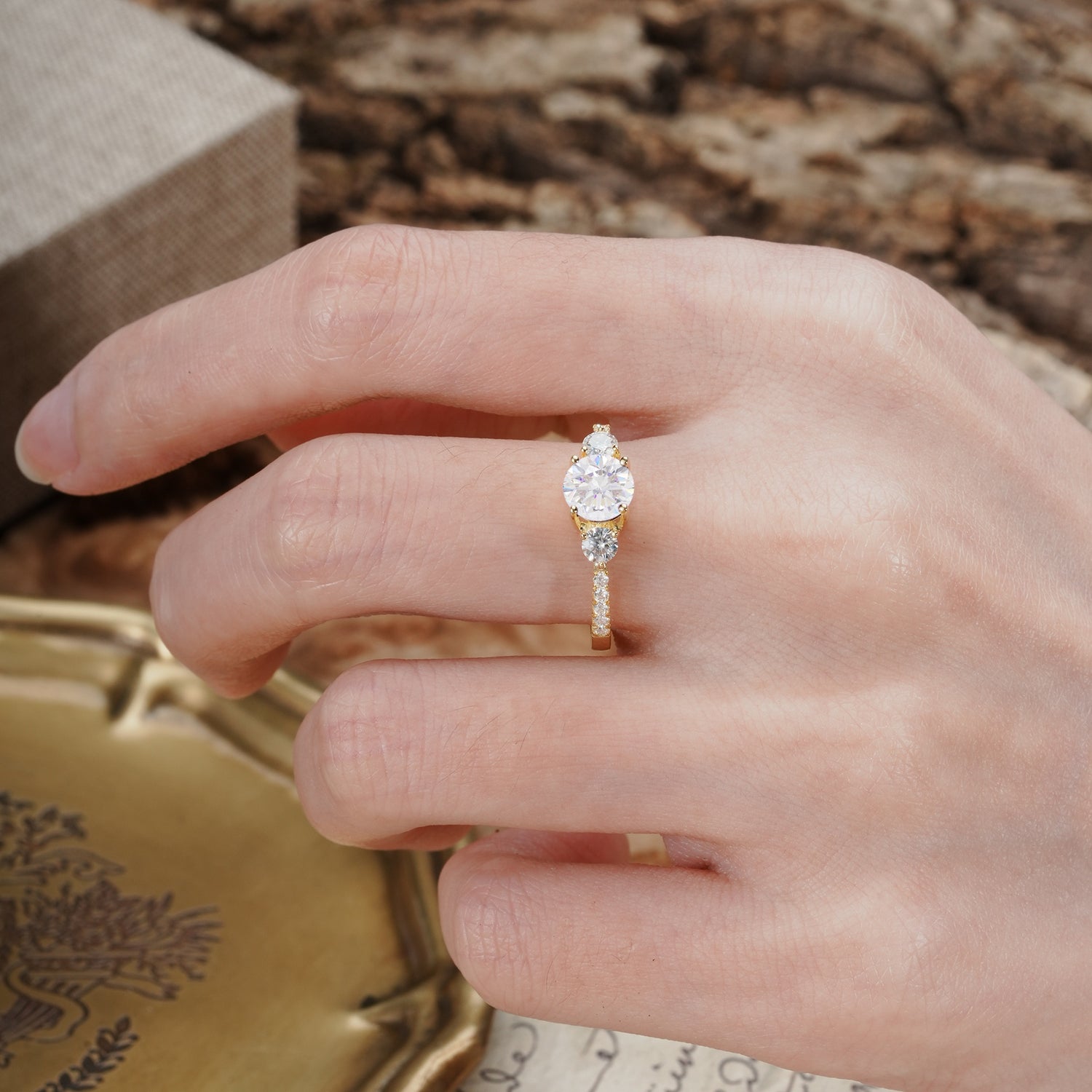 Classic 4 Prong Round Cut Moissanite Engagement Ring - Additional view